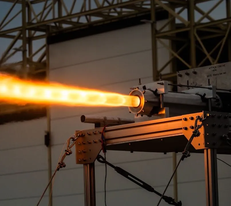 Project Odyssey hybrid rocket engine during a hot-fire test